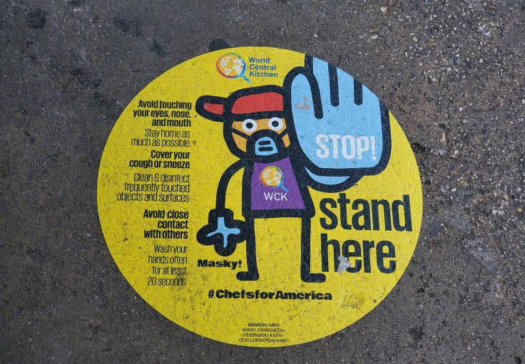 Social distancing sidewalk guide